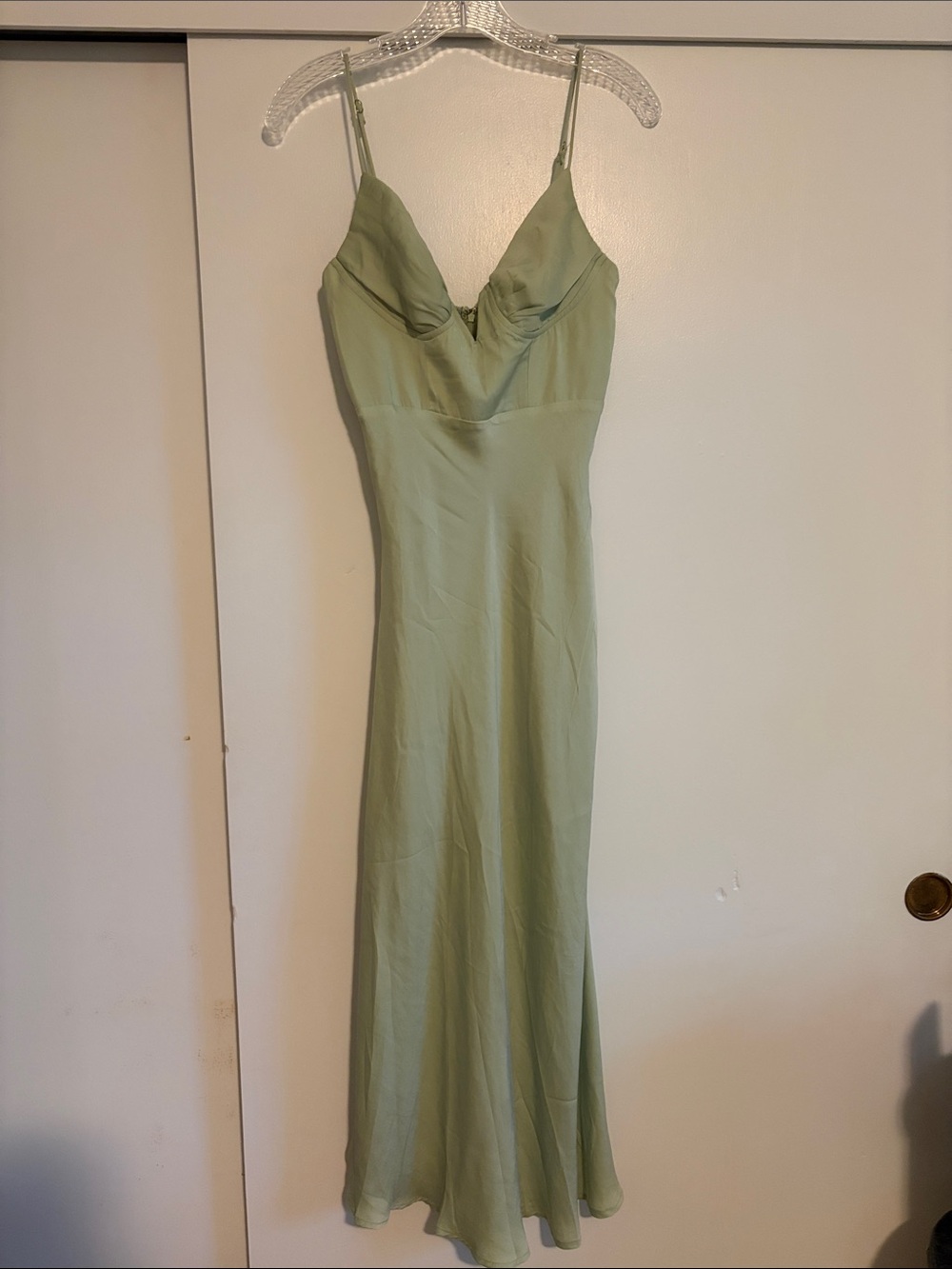 Sage green Pedal + Pup full length formal gown.